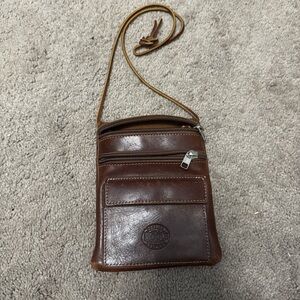 Roots Brown Leather Messenger Bag